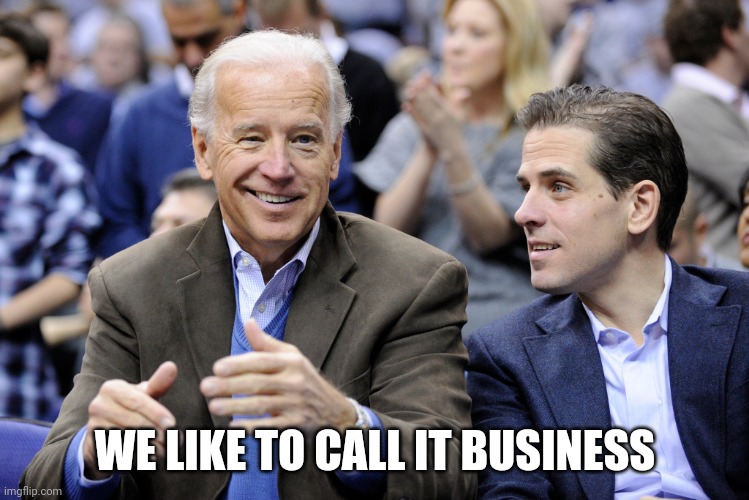 Joe and Hunter Open for Bussiness | WE LIKE TO CALL IT BUSINESS | image tagged in joe and hunter open for bussiness | made w/ Imgflip meme maker