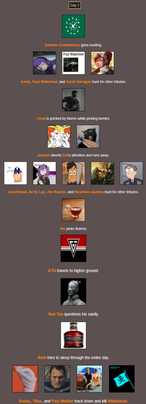 Day 1 | image tagged in hunger games | made w/ Imgflip meme maker