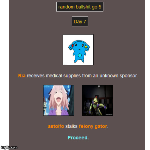 damn astolfo really hates felony gator | image tagged in hunger games | made w/ Imgflip meme maker