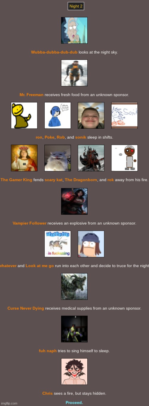 Part 7: Night 2 | image tagged in hunger games | made w/ Imgflip meme maker