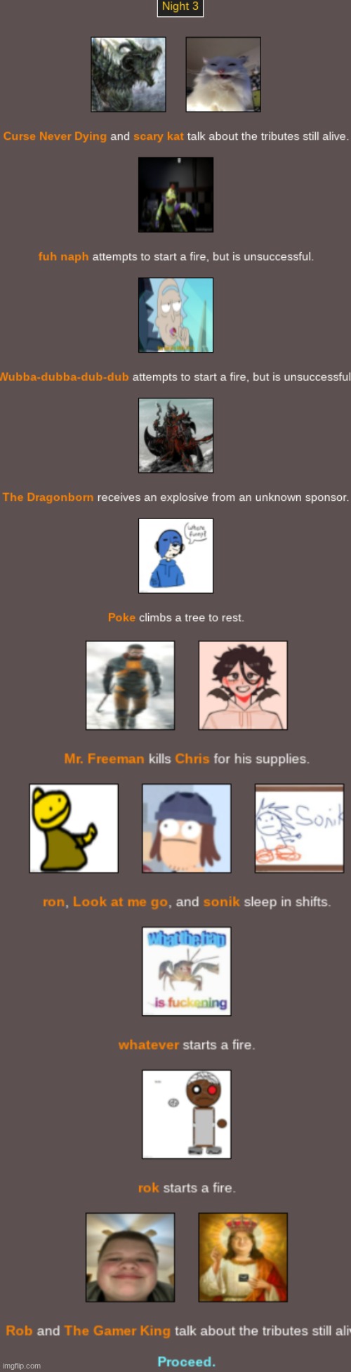 Part 9: Night 3 | image tagged in hunger games 2 | made w/ Imgflip meme maker
