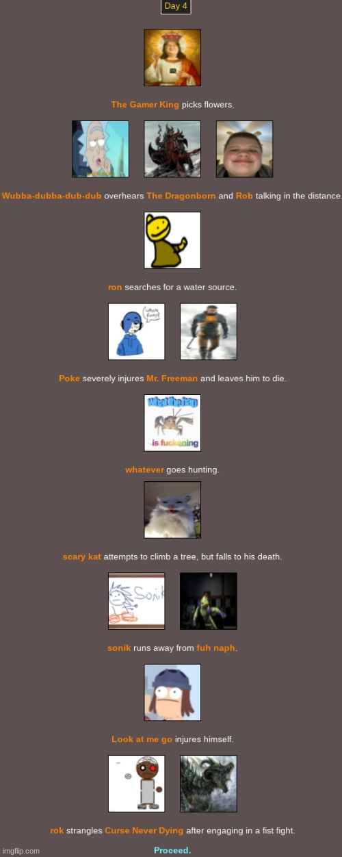 Part 10: Day 4, Durnehviir gets strangled by a rock. | image tagged in hunger games | made w/ Imgflip meme maker