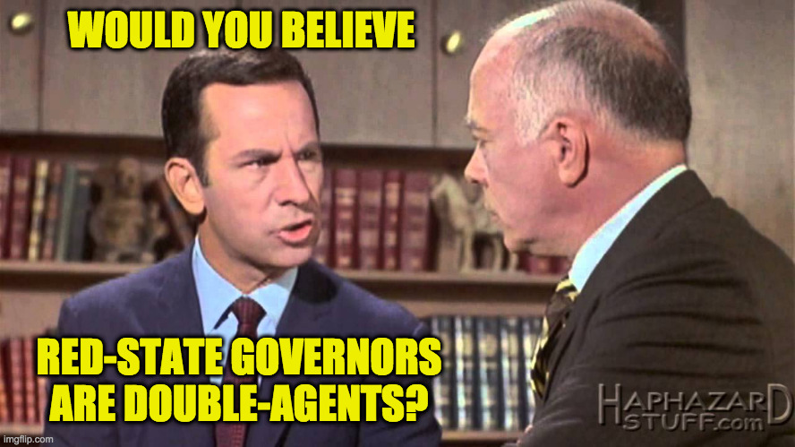 Would you believe | WOULD YOU BELIEVE RED-STATE GOVERNORS
ARE DOUBLE-AGENTS? | image tagged in would you believe | made w/ Imgflip meme maker