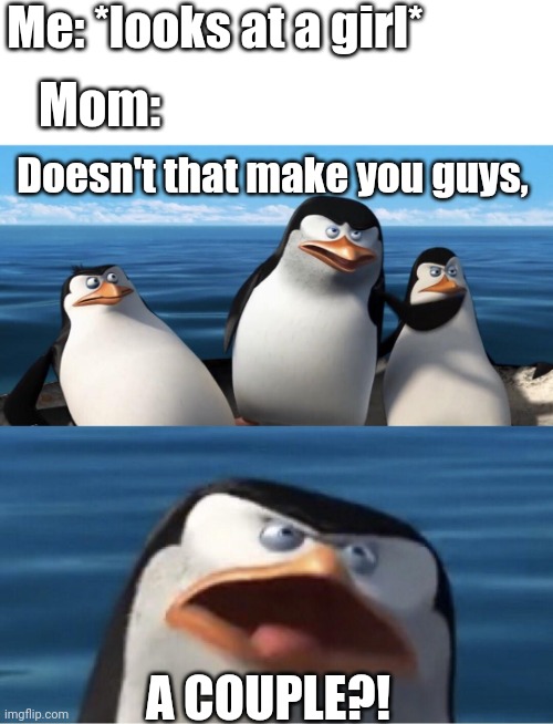 Wouldn't that make you | Me: *looks at a girl*; Mom:; Doesn't that make you guys, A COUPLE?! | image tagged in wouldn't that make you | made w/ Imgflip meme maker