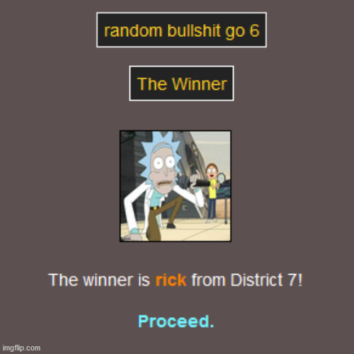 rick won again | image tagged in hunger games,rick and morty | made w/ Imgflip meme maker