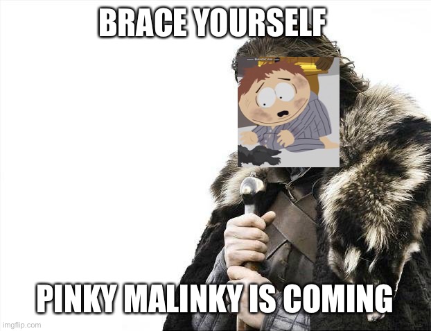 BRACE YOURSELF | BRACE YOURSELF; PINKY MALINKY IS COMING | image tagged in memes,brace yourselves x is coming | made w/ Imgflip meme maker