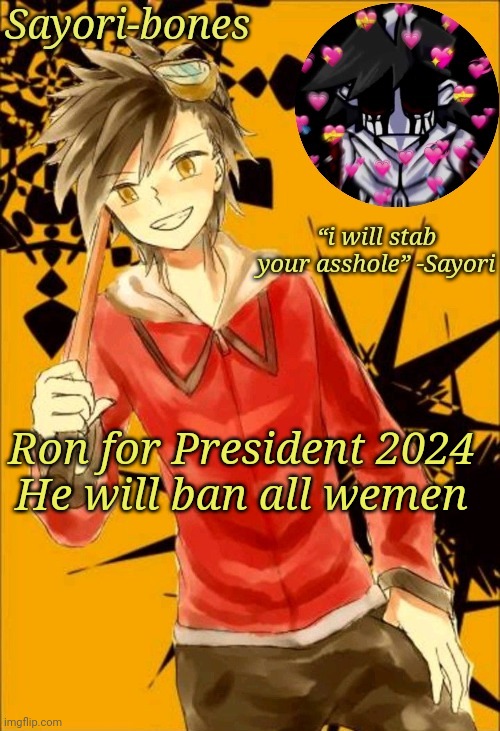 I like he | Ron for President 2024
He will ban all wemen | image tagged in i like he | made w/ Imgflip meme maker