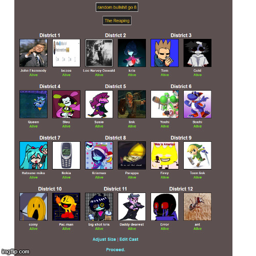 Cast for 8th hunger games | image tagged in hunger games | made w/ Imgflip meme maker