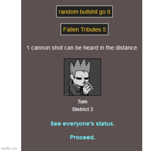 rip tom, f**k you oswald | image tagged in hunger games | made w/ Imgflip meme maker