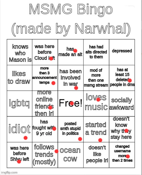Wow I got a bingo yayy | image tagged in msmg bingo | made w/ Imgflip meme maker
