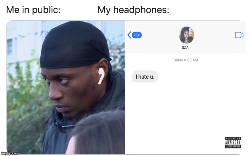 Me in public my headphones | image tagged in me in public my headphones | made w/ Imgflip meme maker