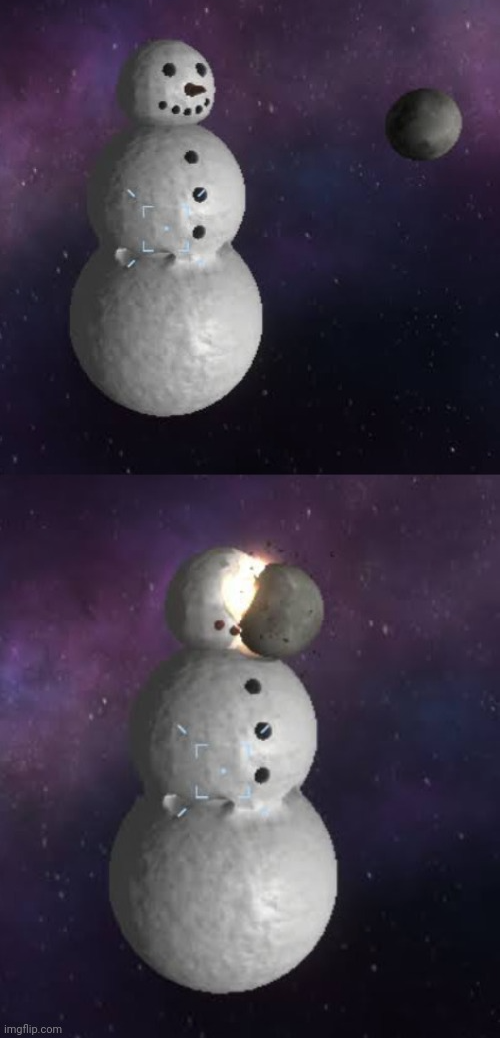 High Quality Snowman getting hit by moon Blank Meme Template
