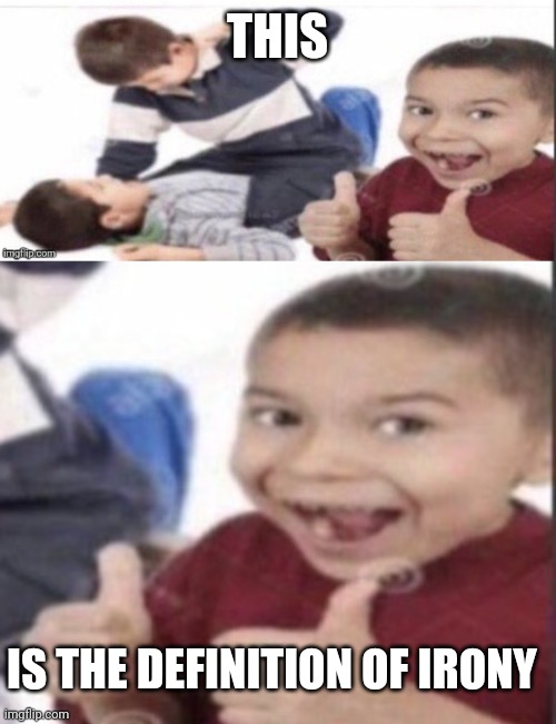 Irony at its finest hour | THIS; IS THE DEFINITION OF IRONY | image tagged in idek anymore,first degree murder,irony | made w/ Imgflip meme maker