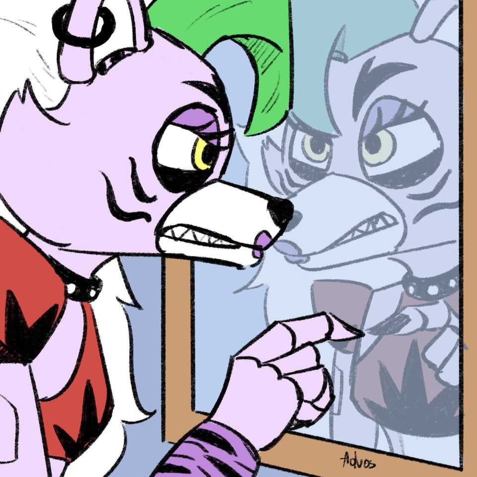 Roxy in the Mirror Blank Meme Template