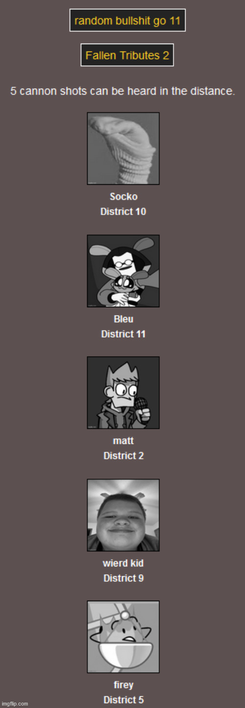 Why do the eddsworld characters always die so early on? | image tagged in hunger games | made w/ Imgflip meme maker