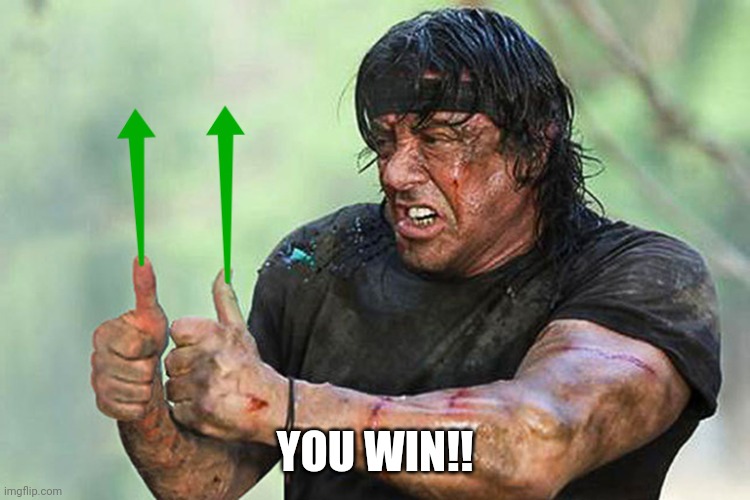 Two Thumbs Up Vote | YOU WIN!! | image tagged in two thumbs up vote | made w/ Imgflip meme maker