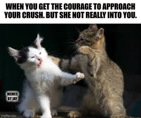 Doh! | WHEN YOU GET THE COURAGE TO APPROACH YOUR CRUSH. BUT SHE NOT REALLY INTO YOU. MEMES BY JAY | image tagged in hugs,crush,dating | made w/ Imgflip meme maker