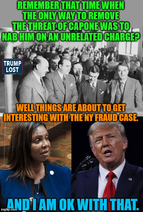 How many times was Obama under investigation?  I lost count at zero. | REMEMBER THAT TIME WHEN THE ONLY WAY TO REMOVE THE THREAT OF CAPONE WAS TO NAB HIM ON AN UNRELATED CHARGE? WELL THINGS ARE ABOUT TO GET INTERESTING WITH THE NY FRAUD CASE. AND I AM OK WITH THAT. | image tagged in trump lost,biden won,j4j6,insurrection | made w/ Imgflip meme maker