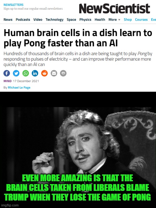 Trump Trump Trump | EVEN MORE AMAZING IS THAT THE BRAIN CELLS TAKEN FROM LIBERALS BLAME TRUMP WHEN THEY LOSE THE GAME OF PONG | image tagged in dr frankenstein,liberals,tds | made w/ Imgflip meme maker