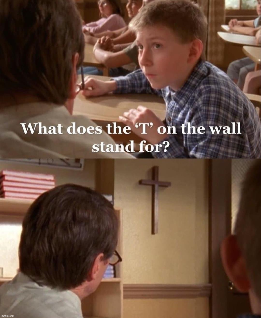 What does the t on the wall stand for | image tagged in what does the t on the wall stand for | made w/ Imgflip meme maker