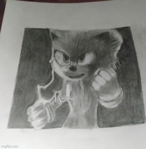 I drew Sonic from the New Sonic 2 movie trailer | image tagged in sonic,sonic movie,drawing | made w/ Imgflip meme maker