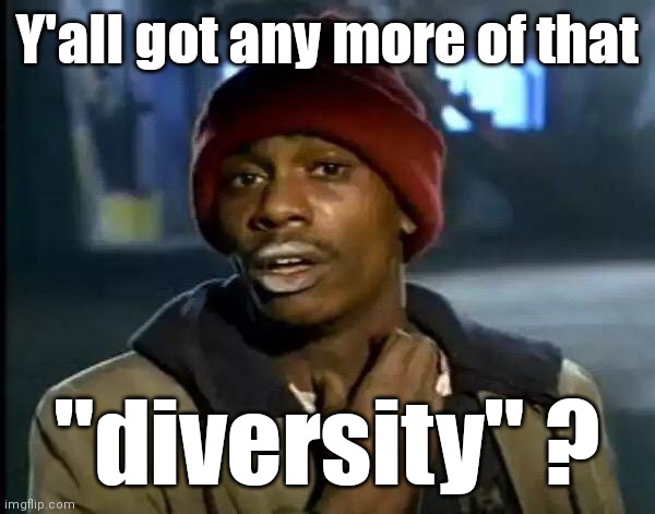 Tyrone says: | Y'all got any more of that "diversity" ? | image tagged in tyrone says | made w/ Imgflip meme maker