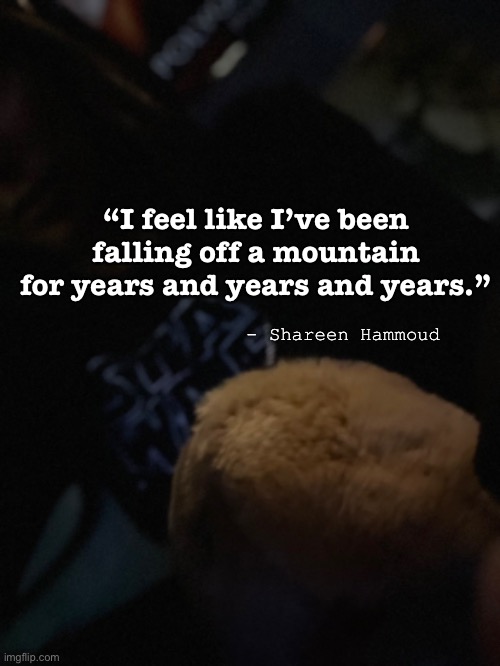 Help me | “I feel like I’ve been falling off a mountain for years and years and years.”; - Shareen Hammoud | image tagged in help me,suicide,awareness,inspirational quote,quotes,mental health | made w/ Imgflip meme maker