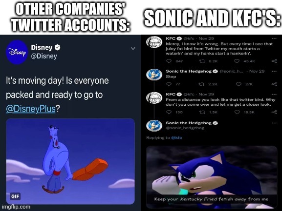 image tagged in blank white template,disney,sonic,sonic the hedgehog,kfc | made w/ Imgflip meme maker