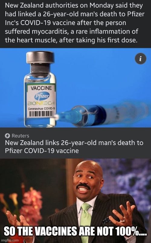 Ok... | SO THE VACCINES ARE NOT 100%.... | image tagged in memes,steve harvey,coronavirus,covid-19,pfizer,vaccines | made w/ Imgflip meme maker
