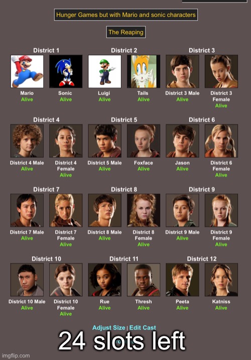 24 slots left | made w/ Imgflip meme maker