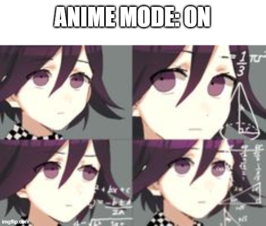 Confused lady meme but its Kokichi | ANIME MODE: ON | image tagged in confused lady meme but its kokichi | made w/ Imgflip meme maker