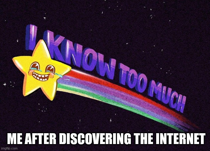 its everything in one place | ME AFTER DISCOVERING THE INTERNET | image tagged in i know too much | made w/ Imgflip meme maker