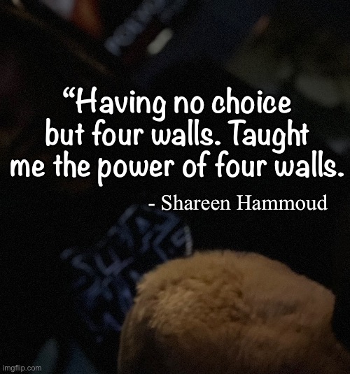 Mental health |  “Having no choice but four walls. Taught me the power of four walls. - Shareen Hammoud | image tagged in mental health,power,walls,thinking,inspirational quote,motivation | made w/ Imgflip meme maker