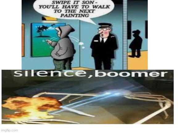 SILENCIO BOOMER | image tagged in blank,silence boomer crab,i didn't forget about you guys,sussy bakka | made w/ Imgflip meme maker
