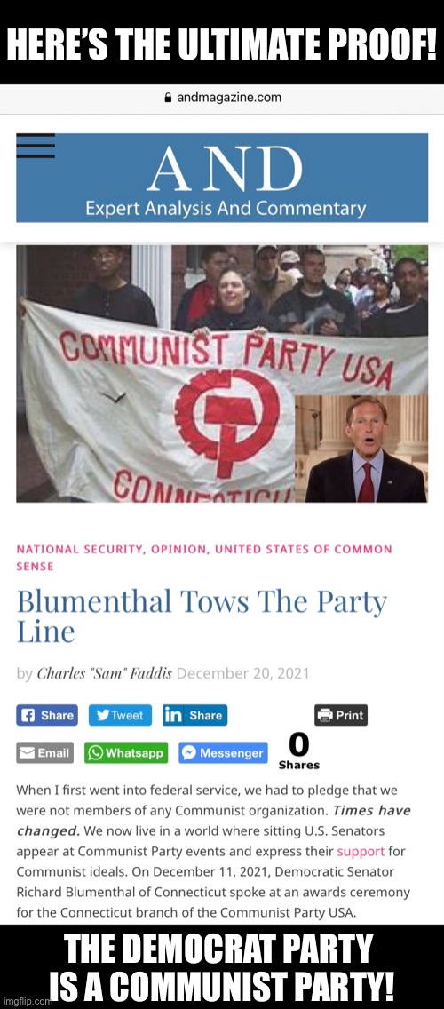 The Democrat Party — a communist party! | HERE’S THE ULTIMATE PROOF! THE DEMOCRAT PARTY 
IS A COMMUNIST PARTY! | image tagged in democrat party,communists,globalism,joe biden,biden,kamala harris | made w/ Imgflip meme maker