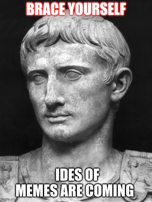 Juius Ceaer | BRACE YOURSELF; IDES OF MEMES ARE COMING | image tagged in julius caesar 5 | made w/ Imgflip meme maker