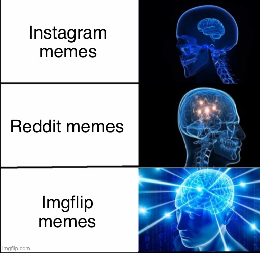 The best memes come from this community |  Instagram memes; Reddit memes; Imgflip memes | image tagged in galaxy brain 3 brains | made w/ Imgflip meme maker