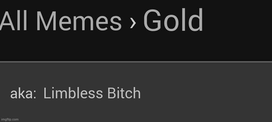 Chinese bitch | Gold; Limbless Bitch | image tagged in chinese bitch | made w/ Imgflip meme maker