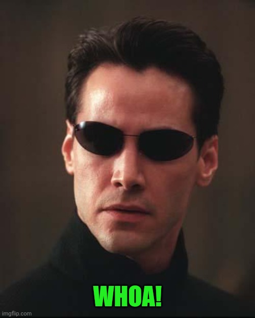 Neo Matrix Keanu Reeves | WHOA! | image tagged in neo matrix keanu reeves | made w/ Imgflip meme maker