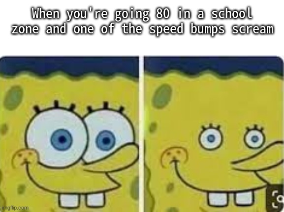 0_______0 Go check that Spongebob | When you're going 80 in a school zone and one of the speed bumps scream | image tagged in bruh moment,what | made w/ Imgflip meme maker