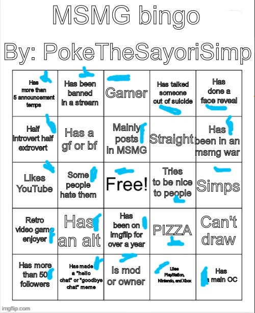 Bingo | image tagged in msmg bingo by poke | made w/ Imgflip meme maker