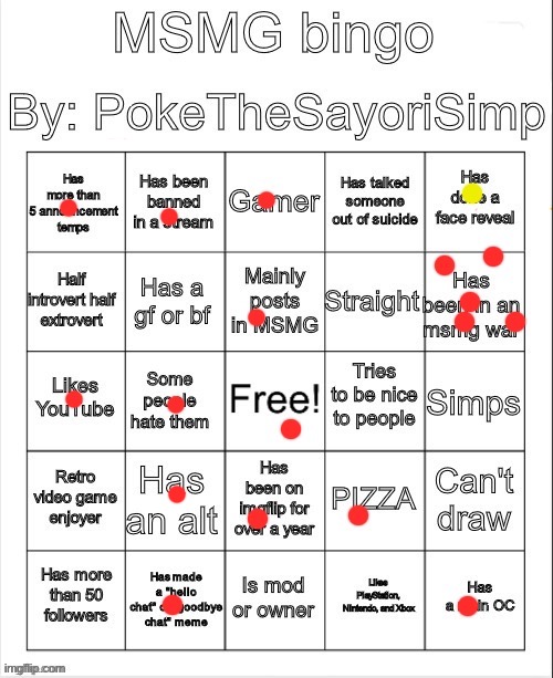 Yellow means kinda | image tagged in if i was mod,id have bingo | made w/ Imgflip meme maker