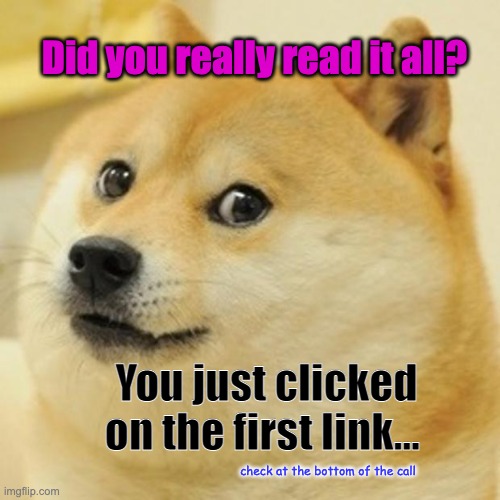 Doge Meme | Did you really read it all? You just clicked on the first link... check at the bottom of the call | image tagged in memes,doge | made w/ Imgflip meme maker