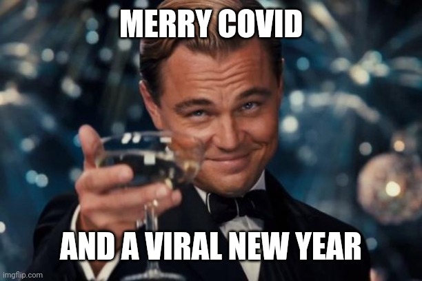 Leonardo Dicaprio Cheers Meme | MERRY COVID; AND A VIRAL NEW YEAR | image tagged in memes,leonardo dicaprio cheers | made w/ Imgflip meme maker