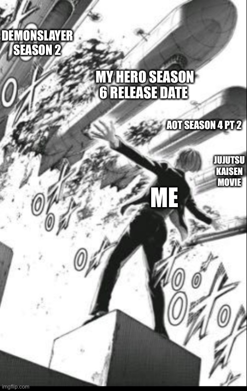 Oh yea, it’s all coming together | DEMONSLAYER SEASON 2; MY HERO SEASON 6 RELEASE DATE; AOT SEASON 4 PT 2; JUJUTSU KAISEN MOVIE; ME | image tagged in yelena,oh yeah it's all coming together,yes,im excited | made w/ Imgflip meme maker