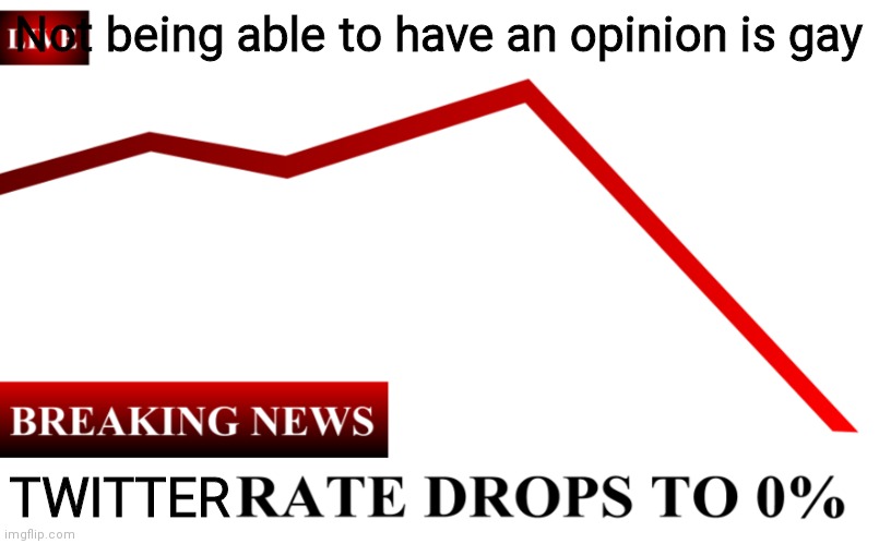 *laughs in opinion* | Not being able to have an opinion is gay; TWITTER | image tagged in ____ rate drops to 0 | made w/ Imgflip meme maker