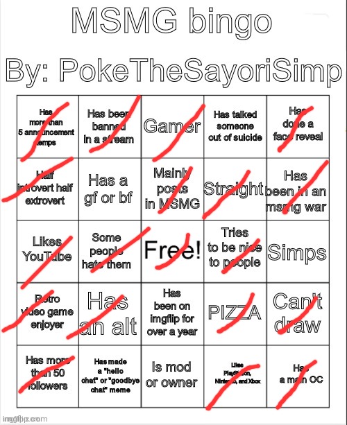MSMG bingo by poke | image tagged in msmg bingo by poke | made w/ Imgflip meme maker