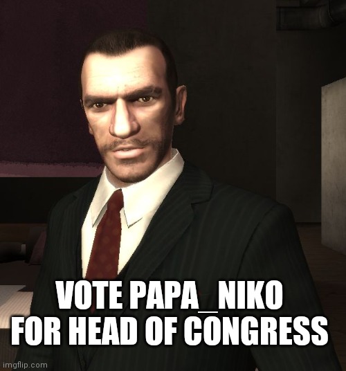 Niko Bellic | VOTE PAPA_NIKO FOR HEAD OF CONGRESS | image tagged in niko bellic | made w/ Imgflip meme maker