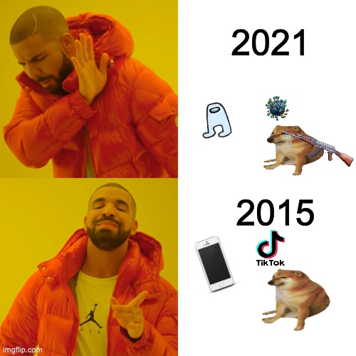 Drake Hotline Bling Meme | 2021; 2015 | image tagged in memes,drake hotline bling | made w/ Imgflip meme maker