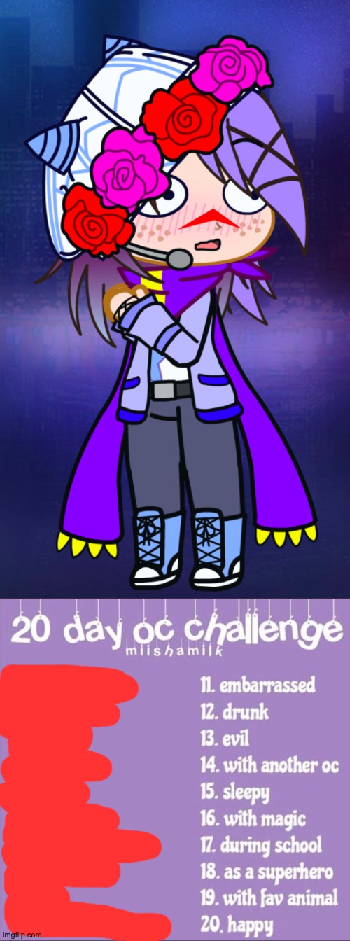 day 11, Icy blushing out of embarrassment | image tagged in 20 day oc challenge | made w/ Imgflip meme maker